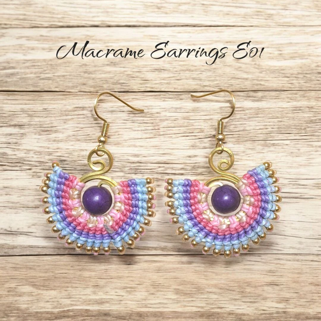 Handmade Macrame Earrings E01 🏆