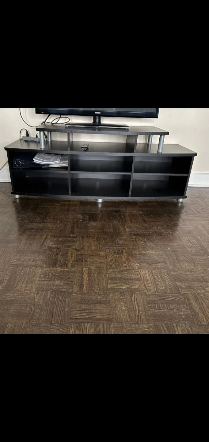 Black TV Stand with Shelves