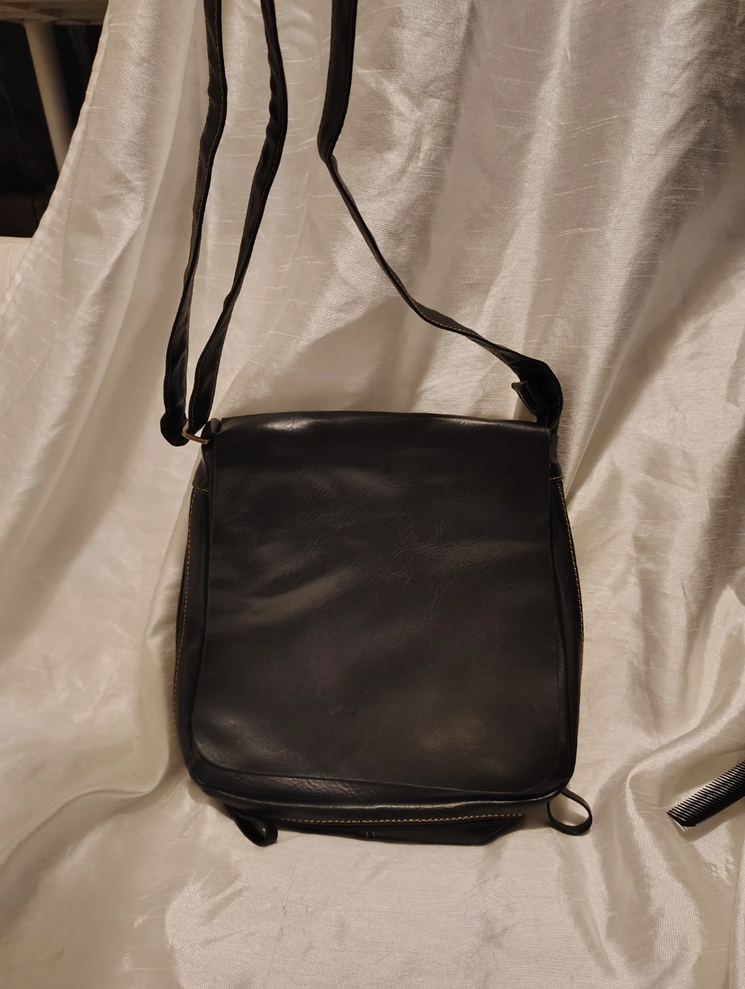 Black Faux Leather Crossbody Bag