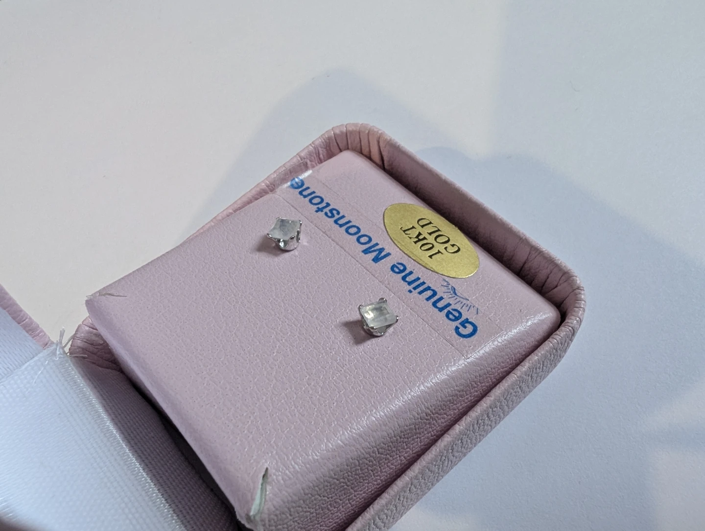 Brand New 10K White Gold Moonstone Earrings For Sale - photo 3