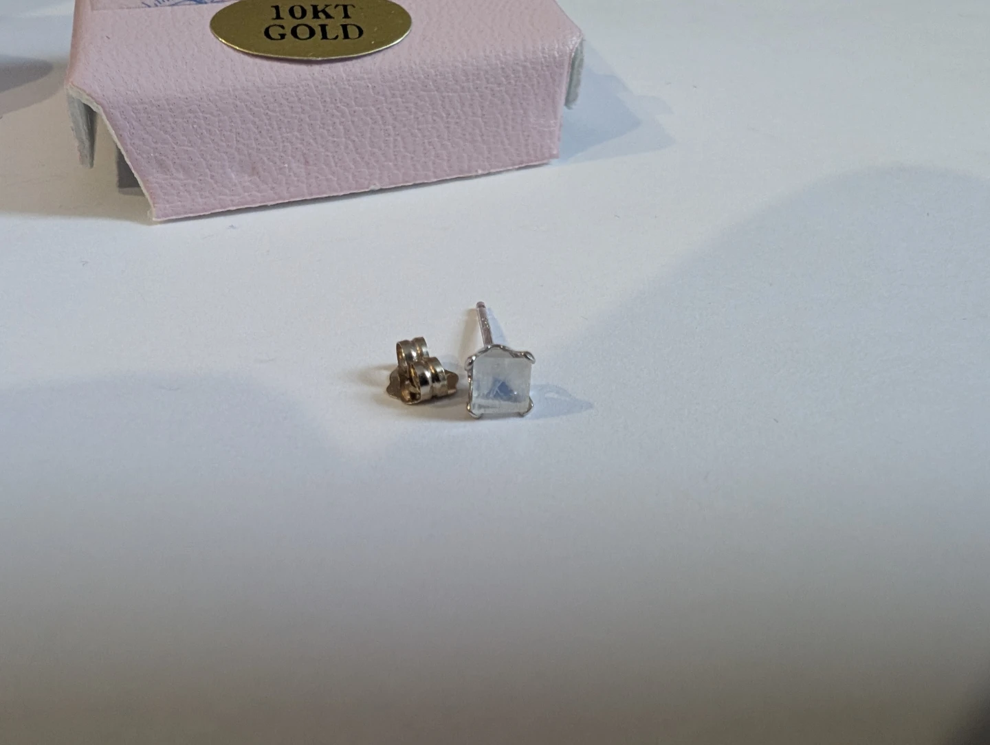 Brand New 10K White Gold Moonstone Earrings For Sale - photo 4