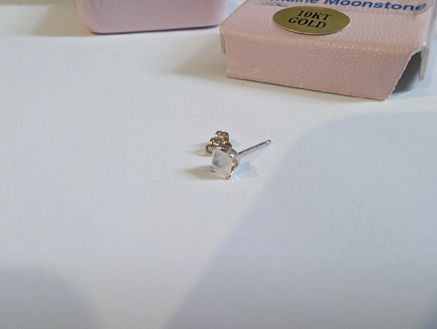 Brand New 10K White Gold Moonstone Earrings For Sale - photo 5