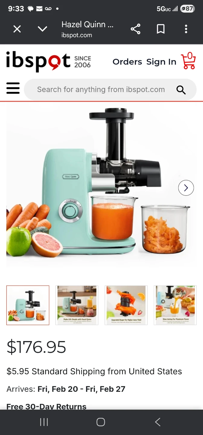 Hazel Quinn Slow Juicer - Mint Green