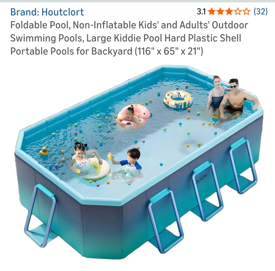 Houtclort Foldable Non-Inflatable Swimming Pool