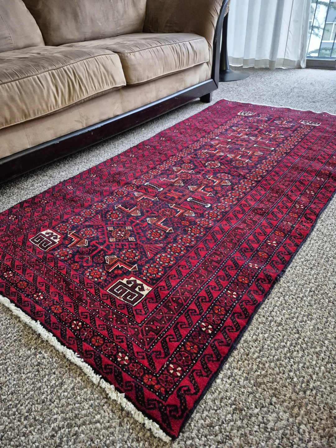Handmade Persian Rug Runner 78” x 39.5” (Red Tribal Pattern) - photo 4