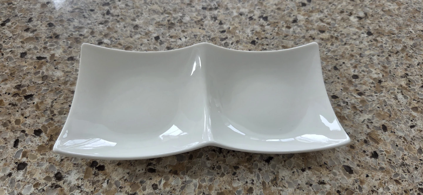 White Ceramic Divided Serving Dish - photo 2