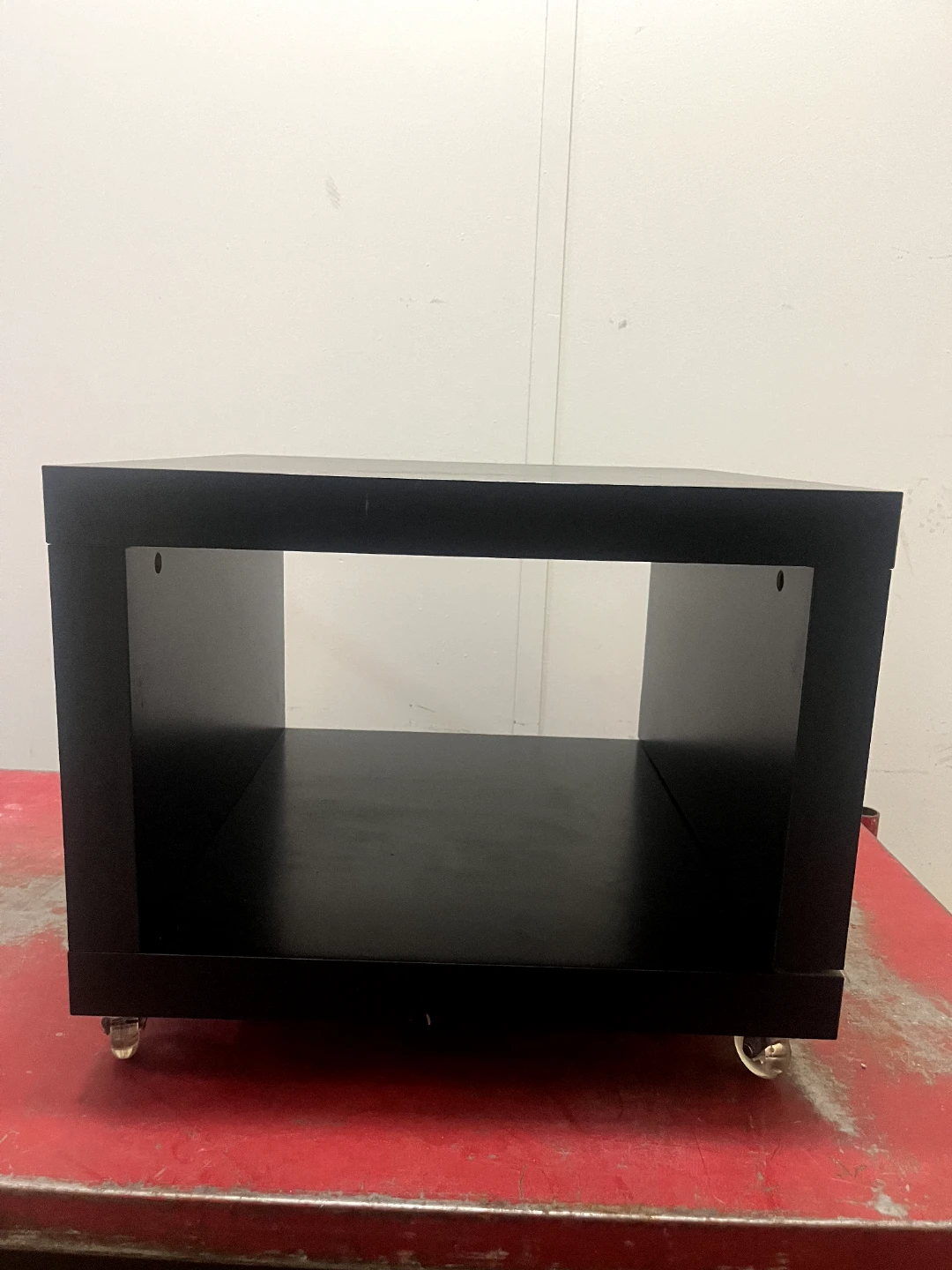 Black Modern Side Table with Wheels