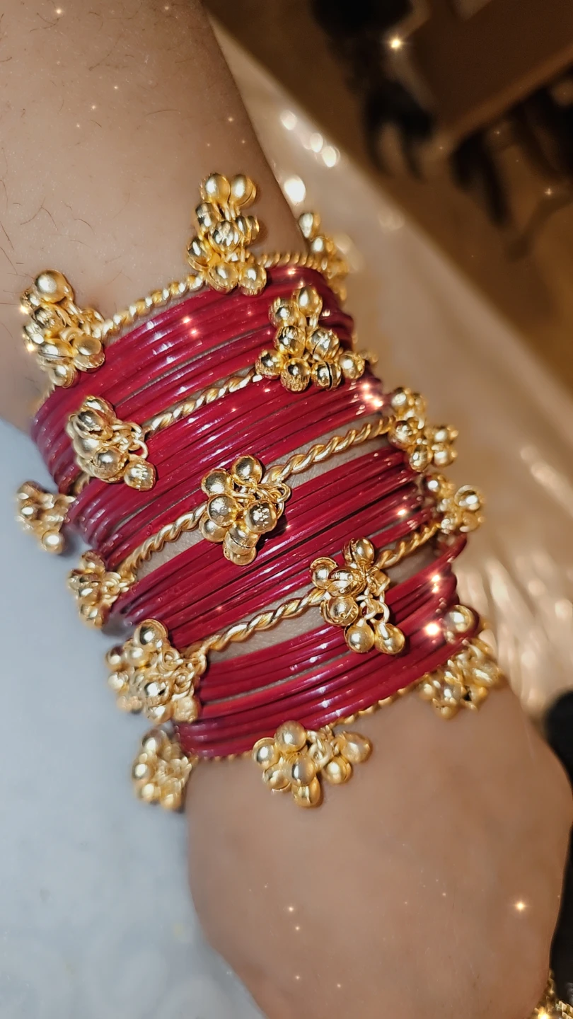 Set of ghungro Bangles / Gold Charms - photo 3