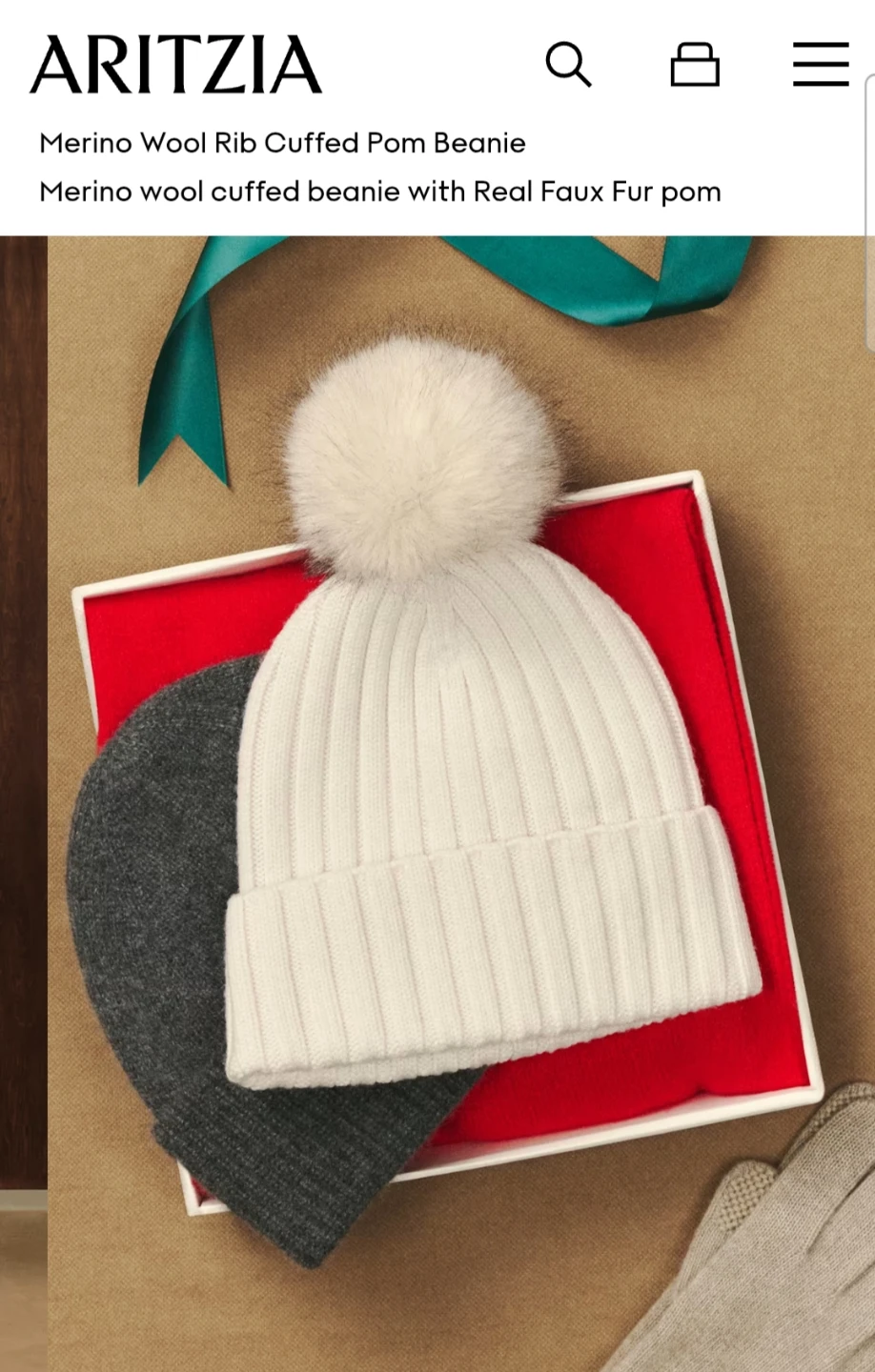 Aritzia - Merino Wool Rib Cuffed Pom Beanie - photo 3