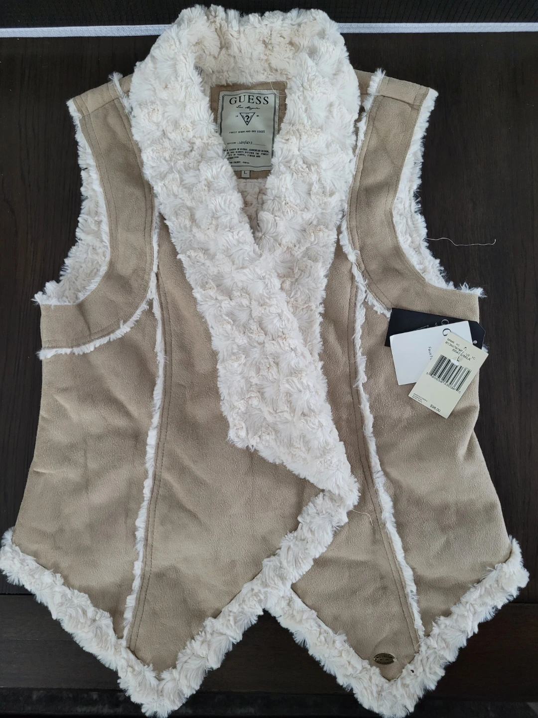 Guess Women's Faux Fur Trimmed Vest - Tan