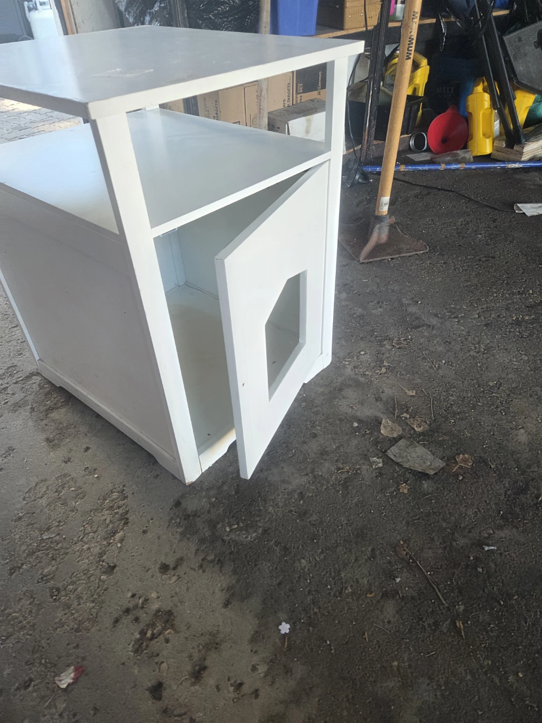 White Pet Cat Litter Box Enclosure Table