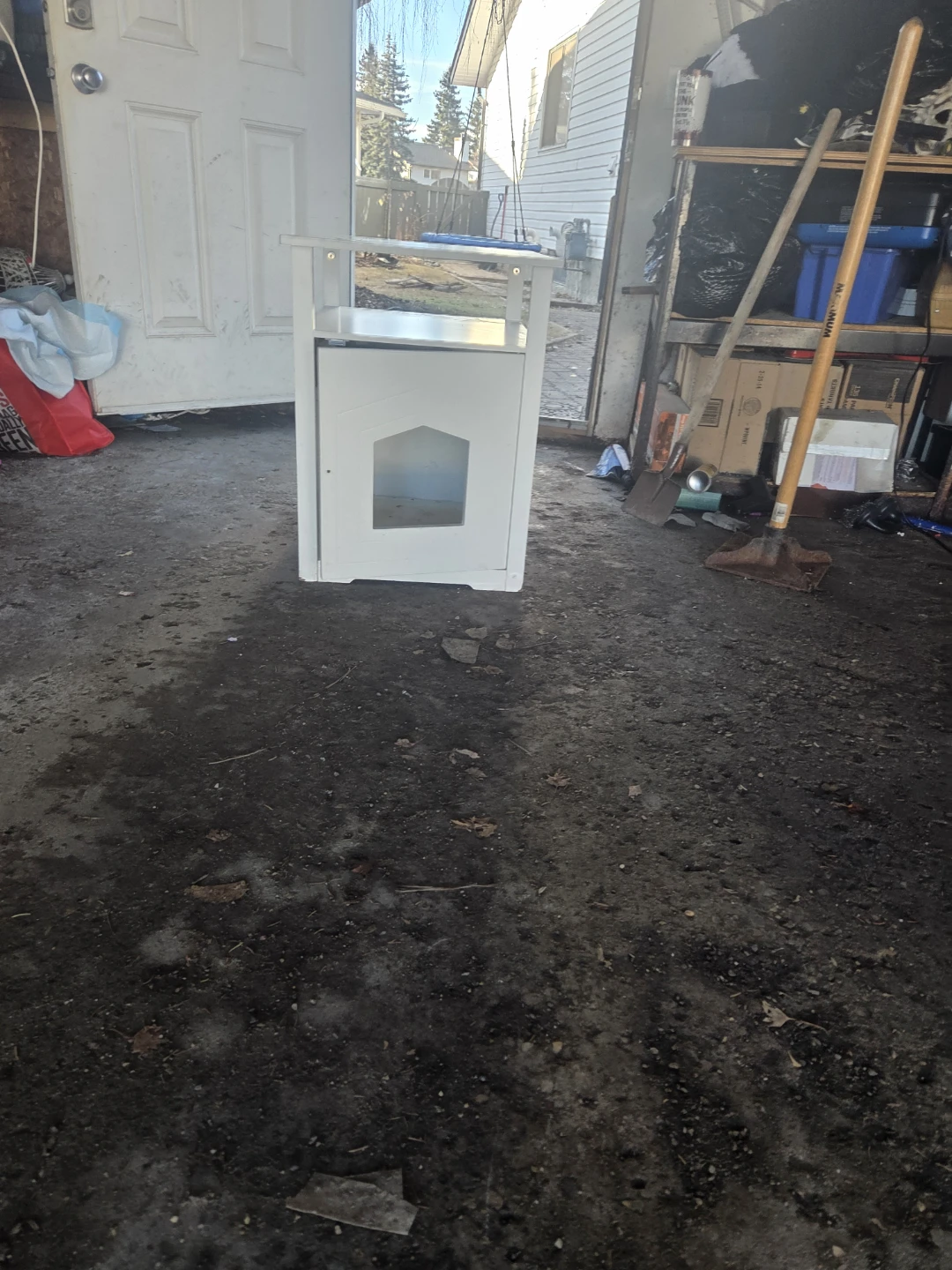 White Pet Cat Litter Box Enclosure Table - photo 3