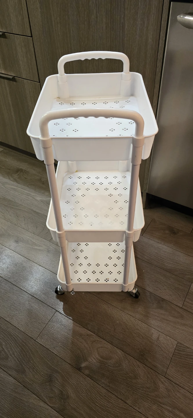 White 3-Tier Rolling Storage Cart - photo 2