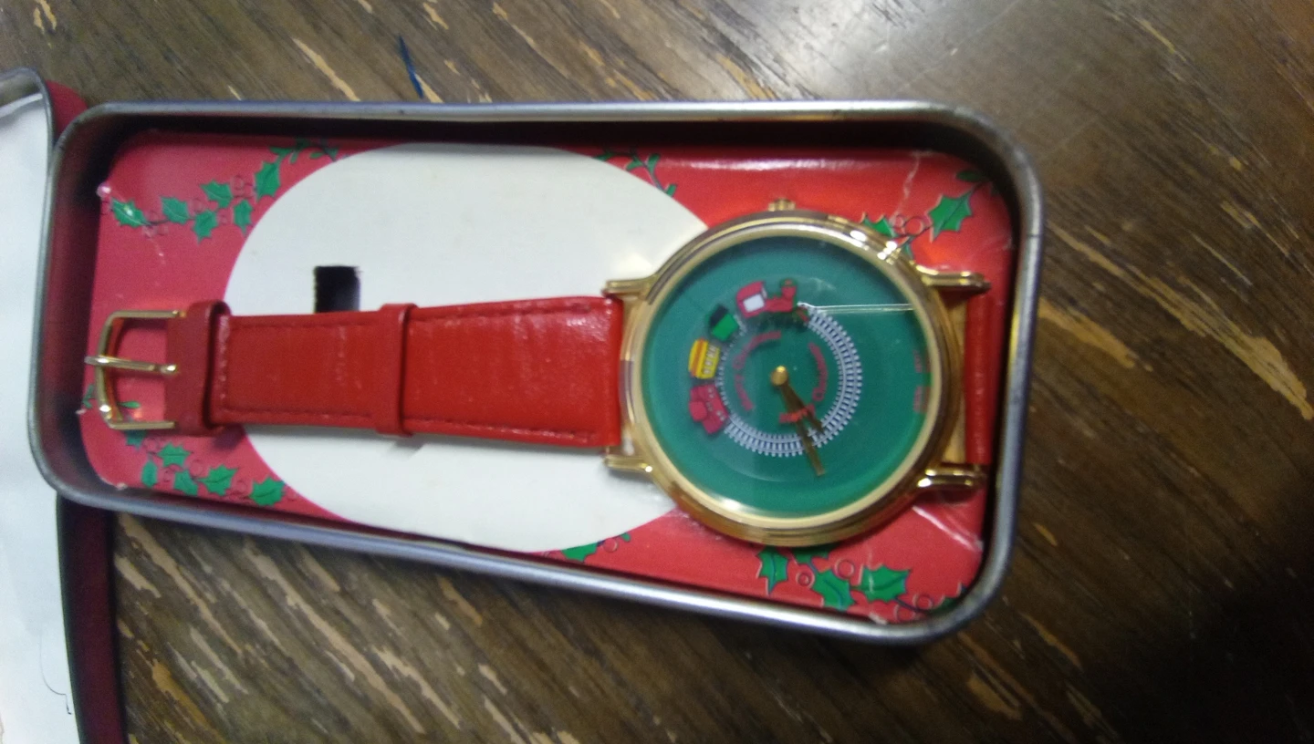 Christmas Train Wrist Watch & Tin