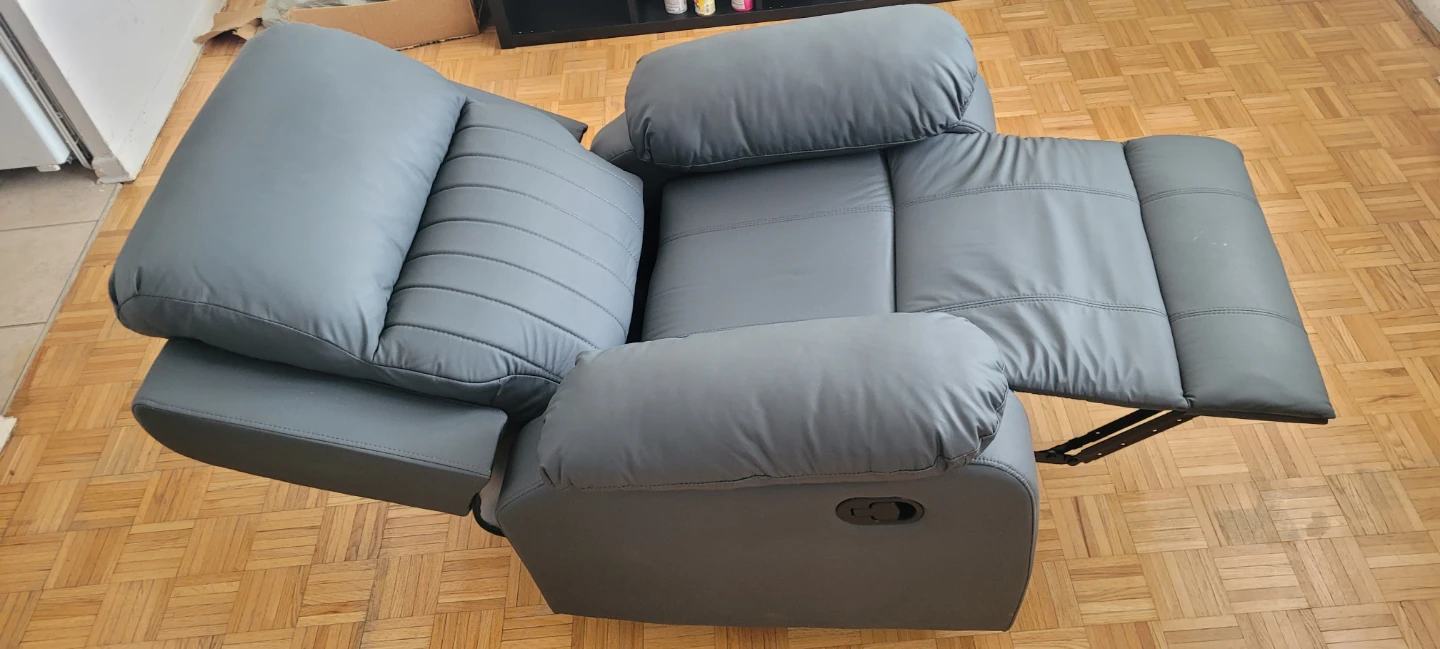 Grey Faux Leather Recliner Chair