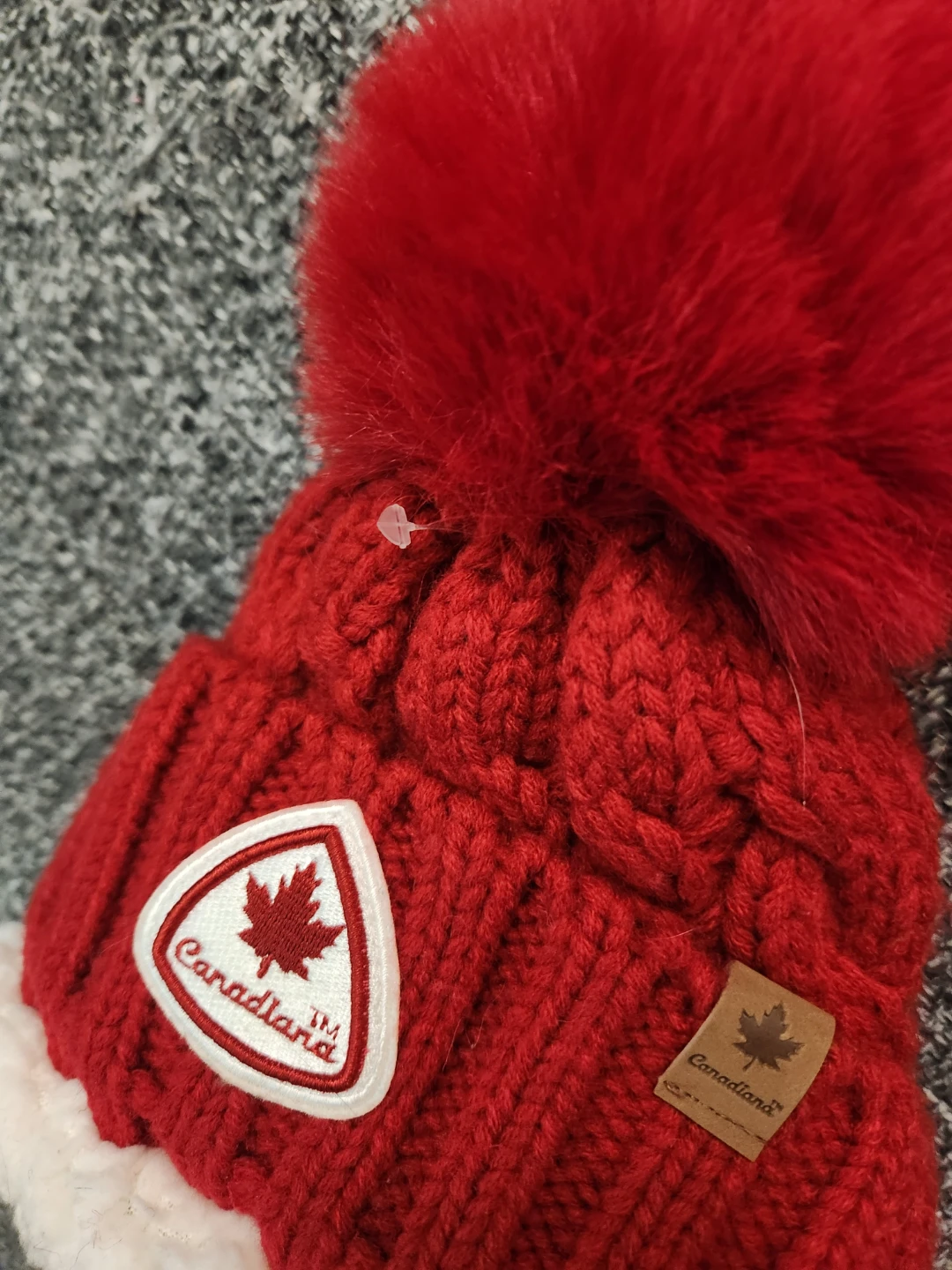 New Canadiana Red Pom Pom Toque hat, Kids Size 4-6 - photo 4