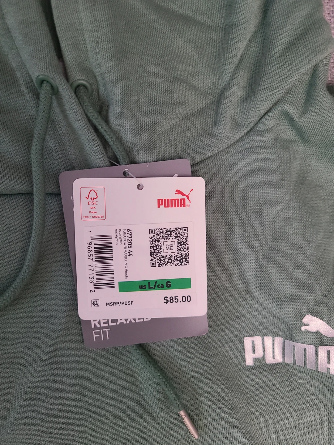 Puma Relaxed Fit Hoodie - Green, large size - photo 4