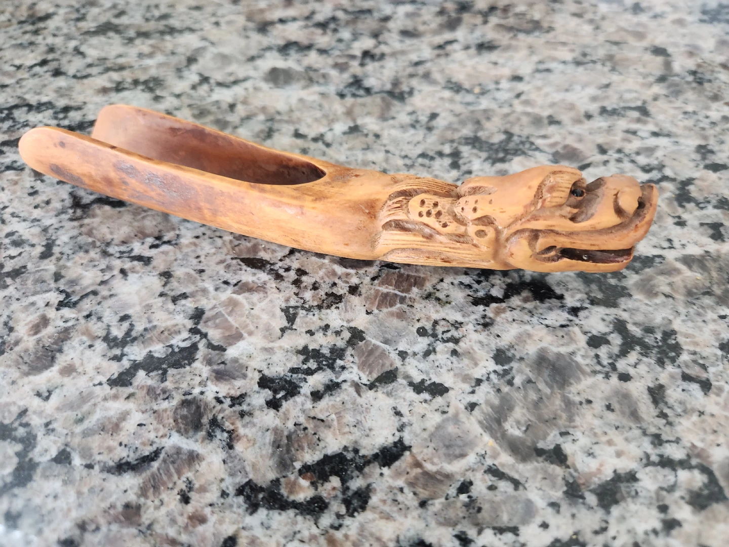 Carved Wooden Scoop with Dragon Design