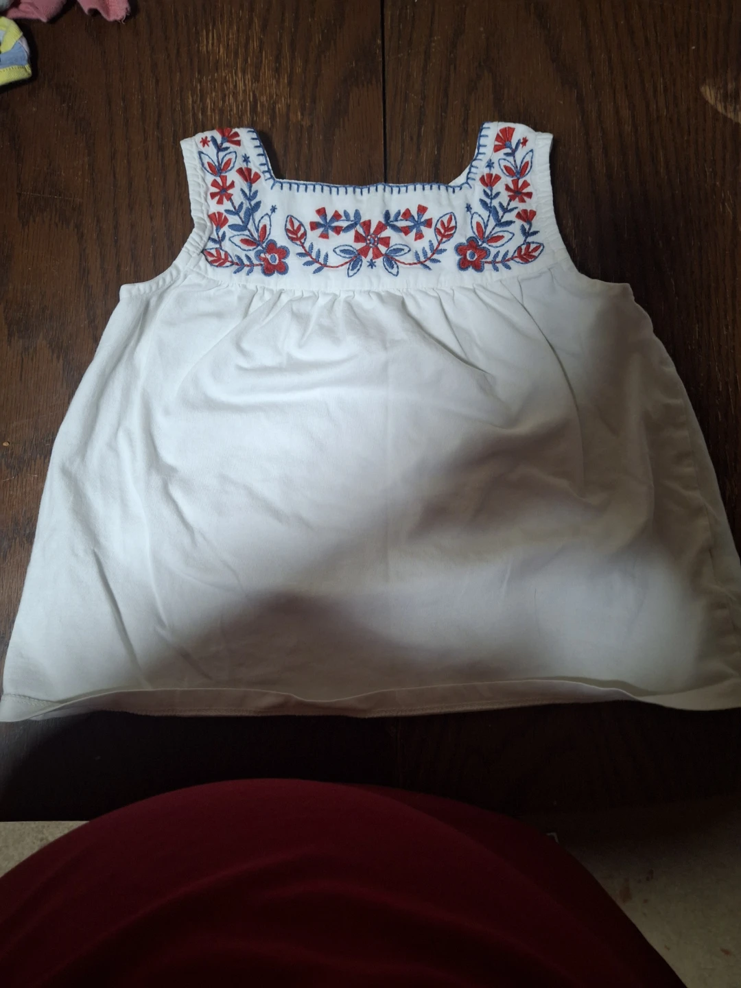 White Tank Top with Floral Embroidery