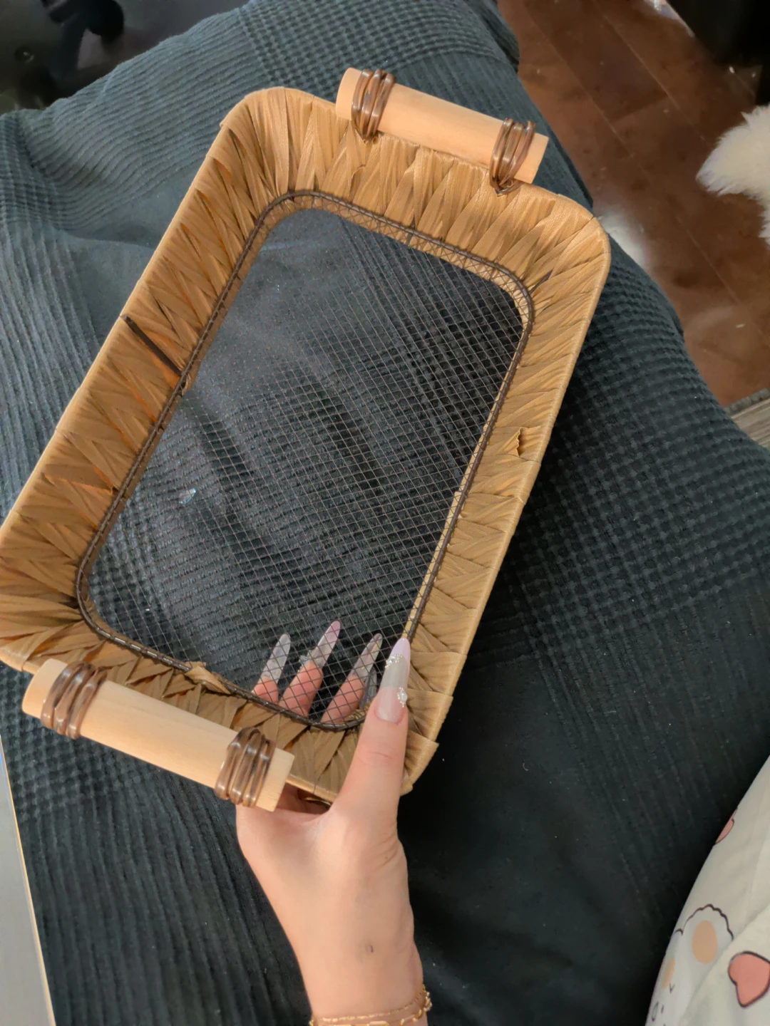 Woven Rectangular Tray with Wooden Handles - photo 2