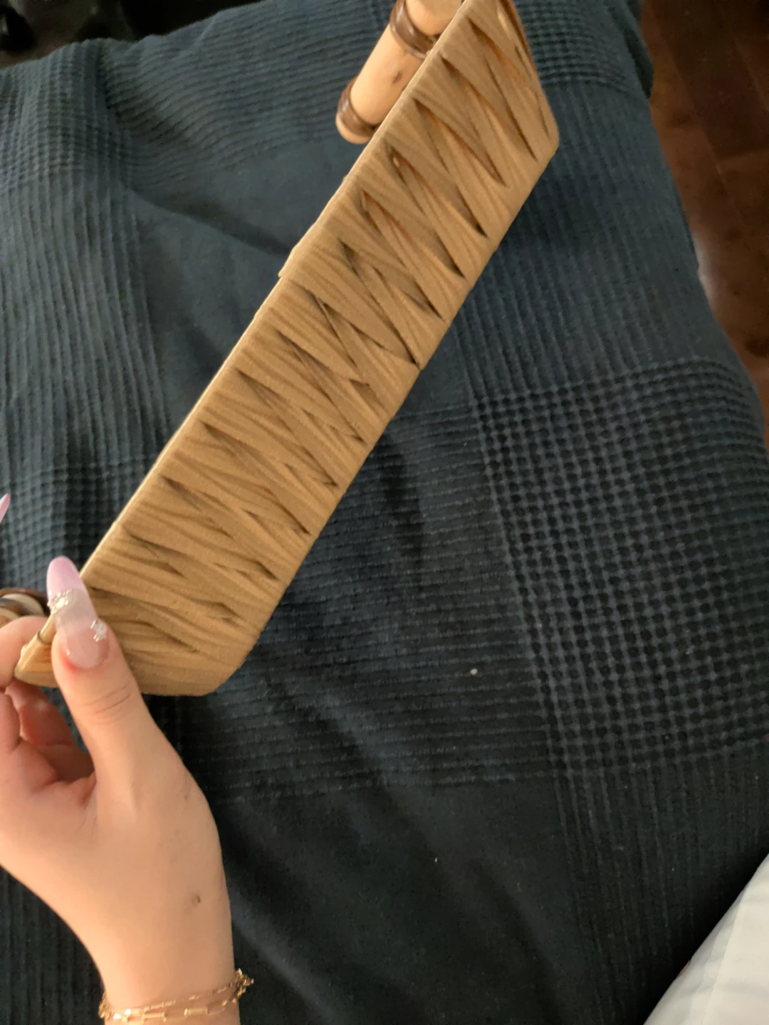 Woven Rectangular Tray with Wooden Handles - photo 3
