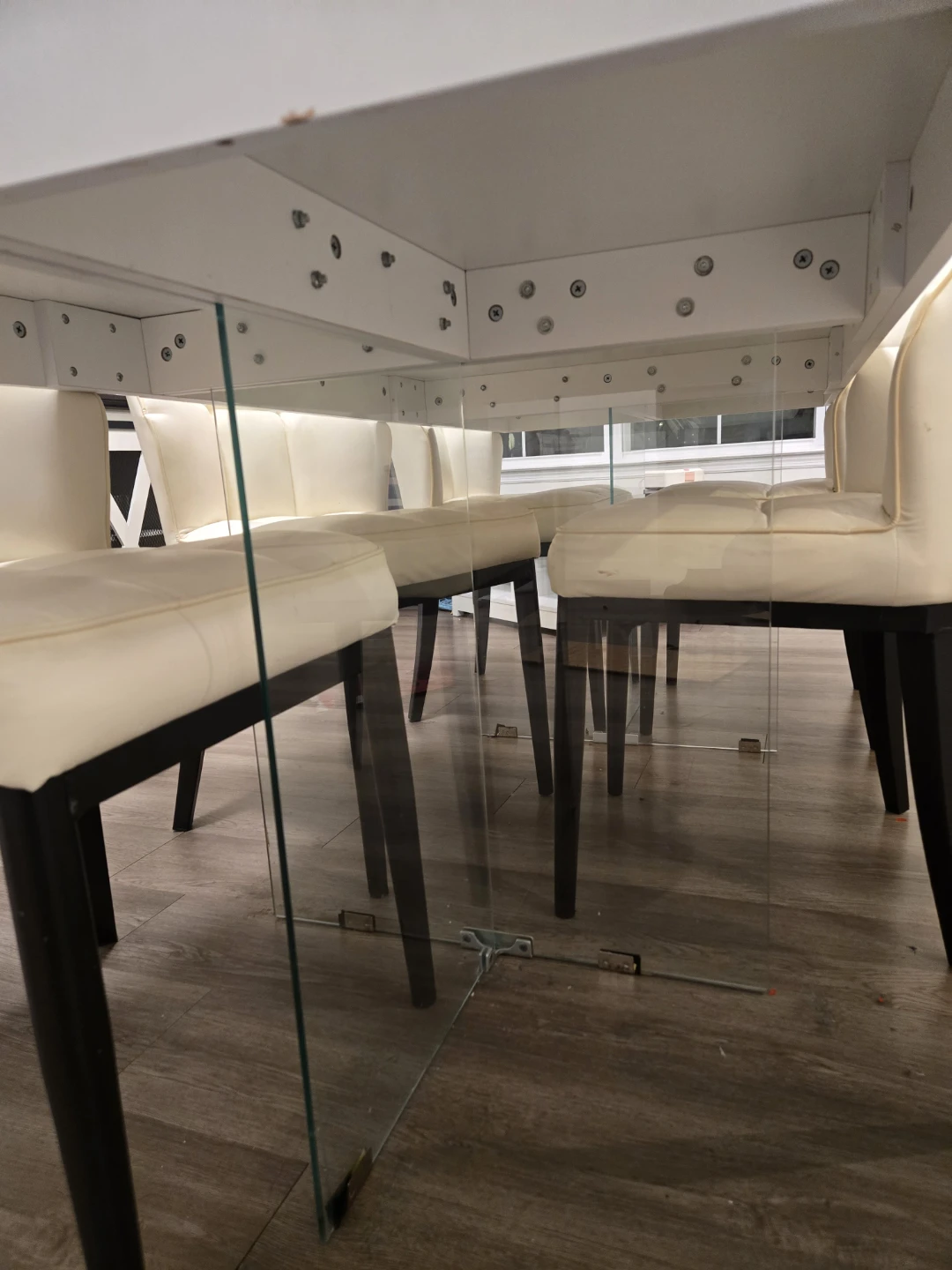Kamario Glass Dining Table with 6 Faux Leather Chairs - photo 2