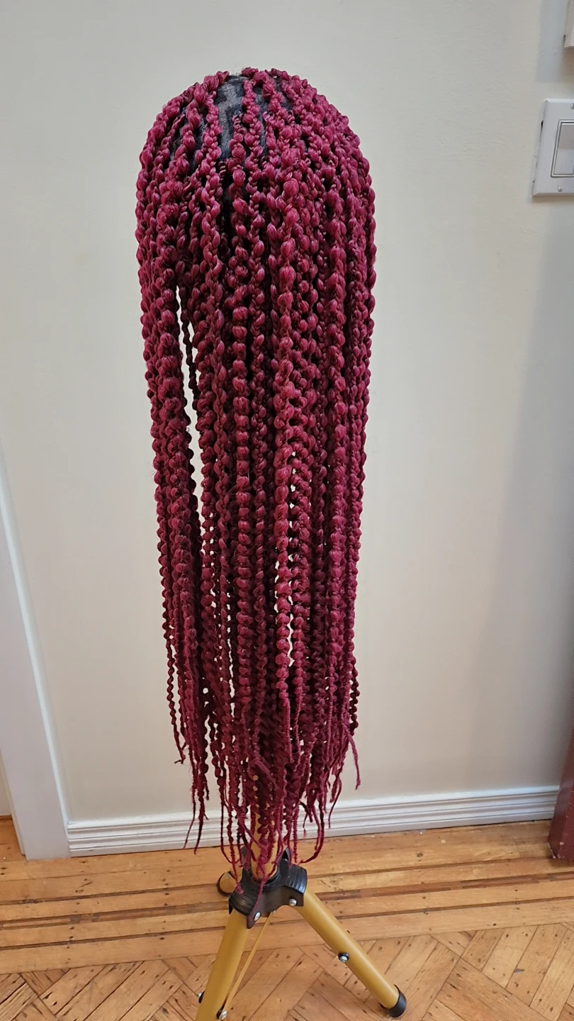 28” Burgundy Braided Wig – Handmade – Ready to Wear - photo 2
