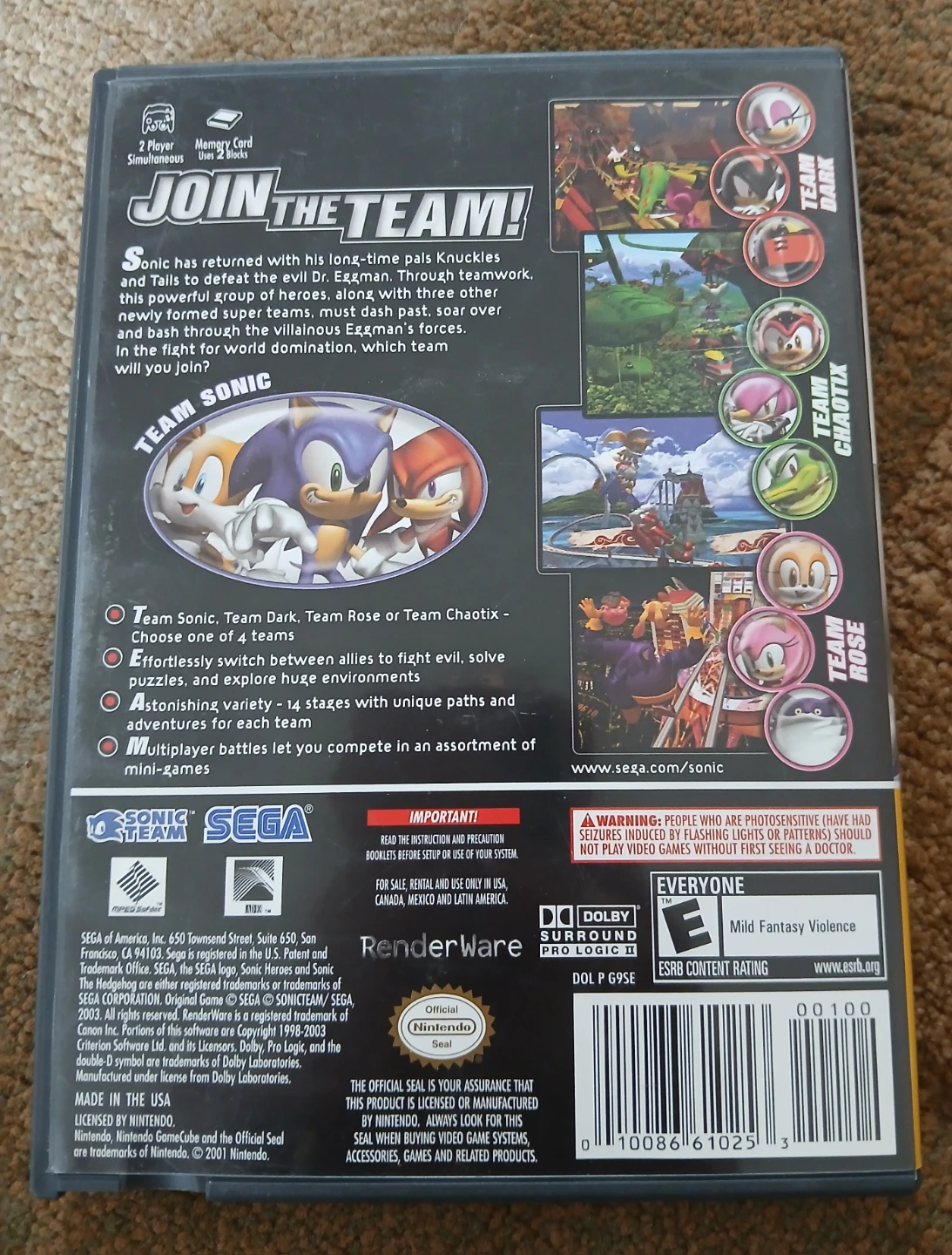 Sonic Heroes Nintendo GameCube Video Game - photo 2