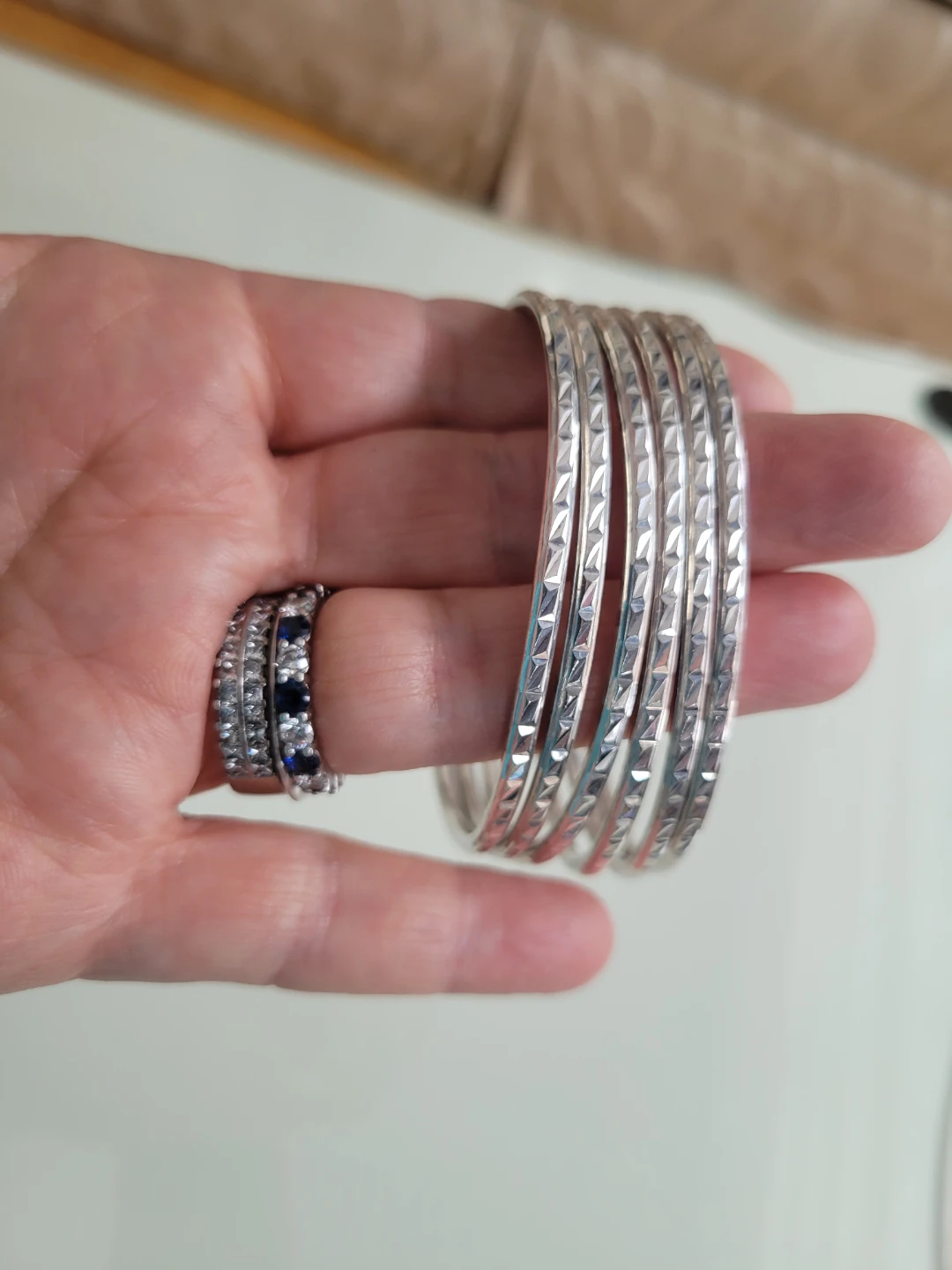 Grad Gift Boho Set of 6 .925 Sterling Silver Bangles - photo 2