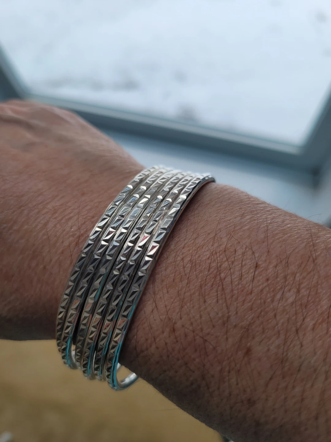 Grad Gift Boho Set of 6 .925 Sterling Silver Bangles - photo 5