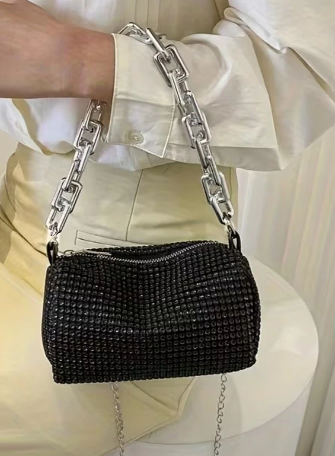 Black Rhinestone glamorous evening bag - photo 3