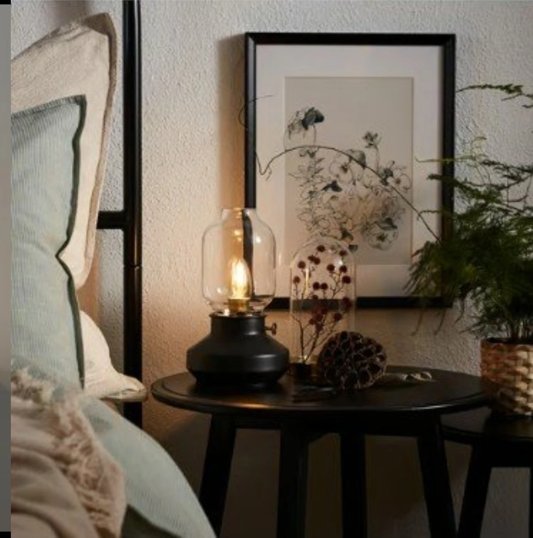 Black Table Lamp with Dimmer and Glass Shade - photo 3