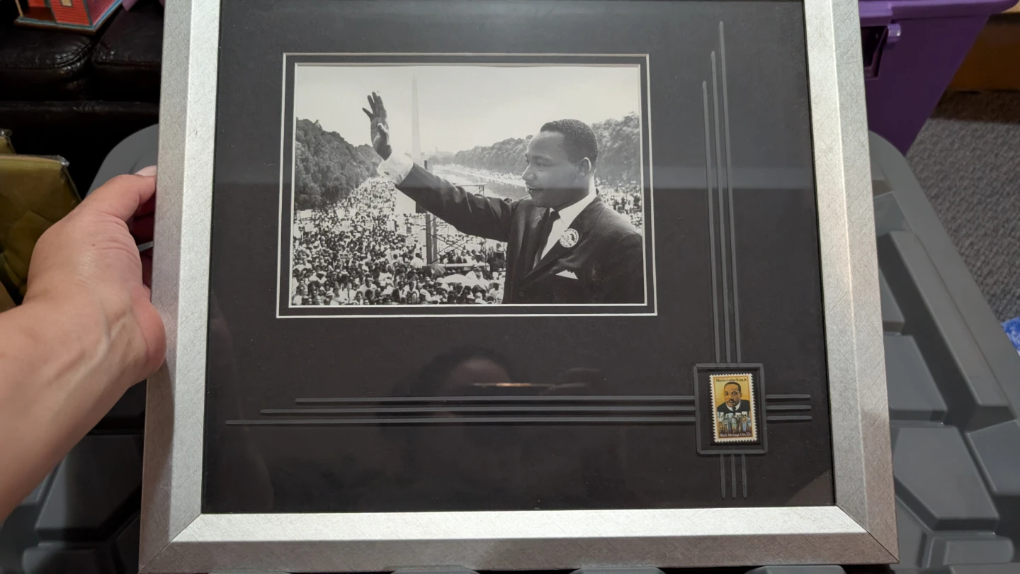 Framed Martin Luther King Jr. Photo with Stamp