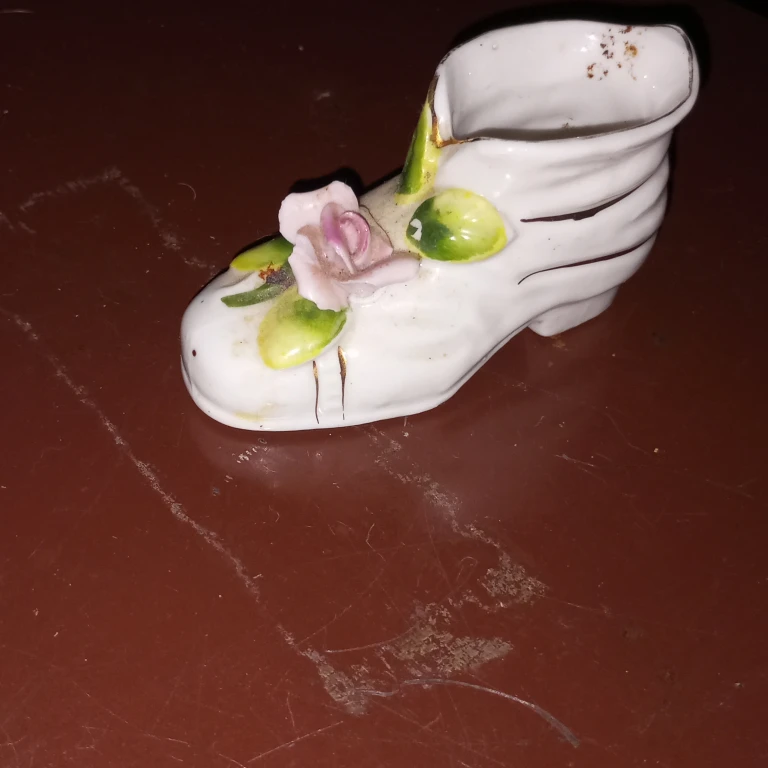 Vintage Ceramic Shoe Trinket with Rose
