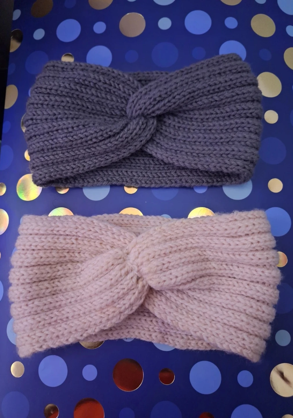 Knit Ear Warmer Headbands for Winter- Pink and Grey🥕