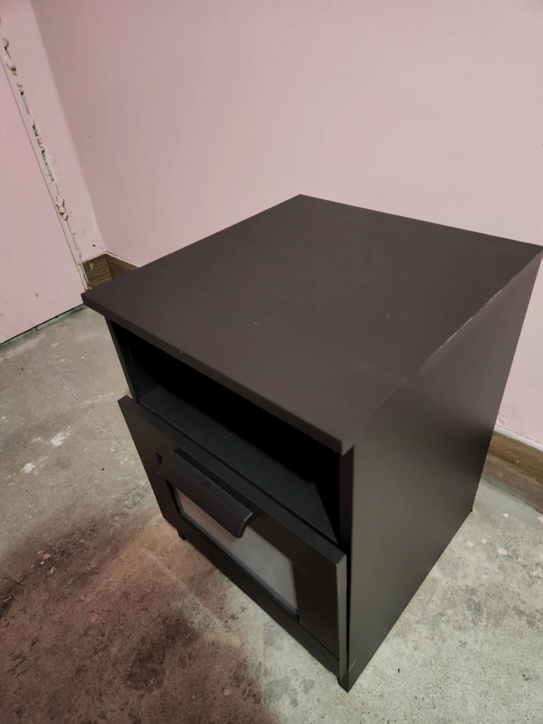 Dark Brown Nightstand with Drawer and Shelf - photo 2