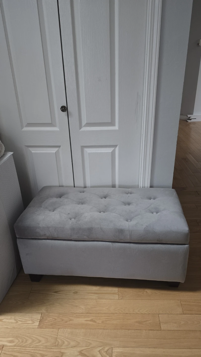 Grey Tufted Storage Ottoman Bench - photo 2