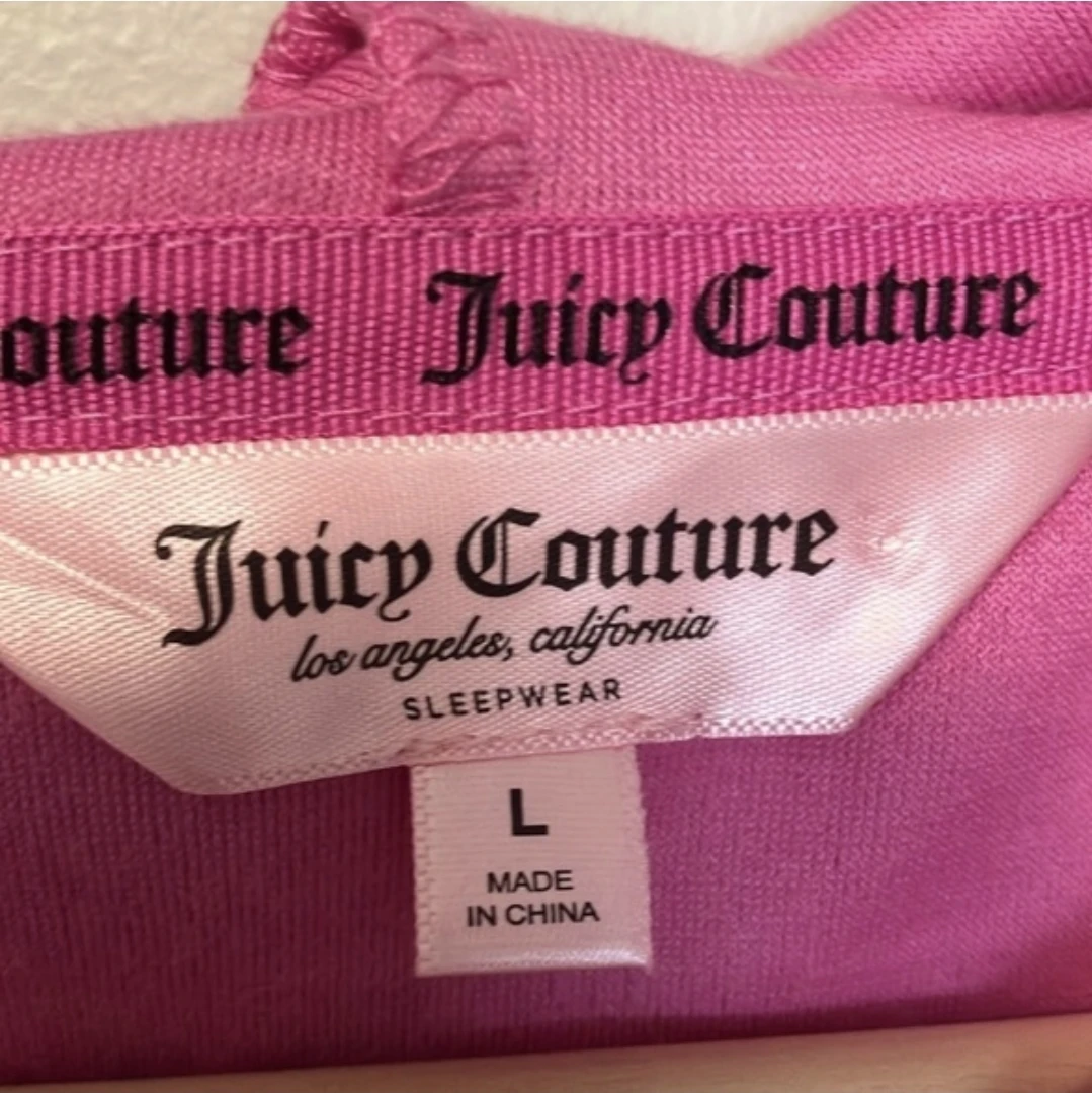 JUICY COUTURE Pink Velour Rhinestone Logo Hoodie - NWOT Large - photo 3