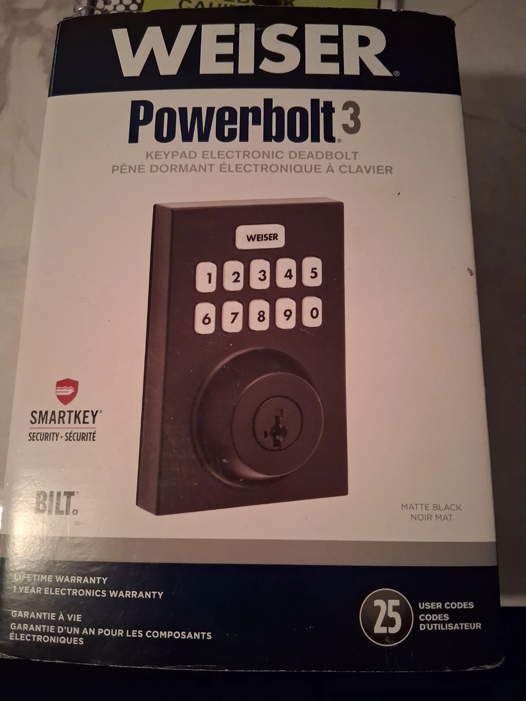 Weiser Powerbolt 3 Keypad Electronic Deadbolt Matte Black