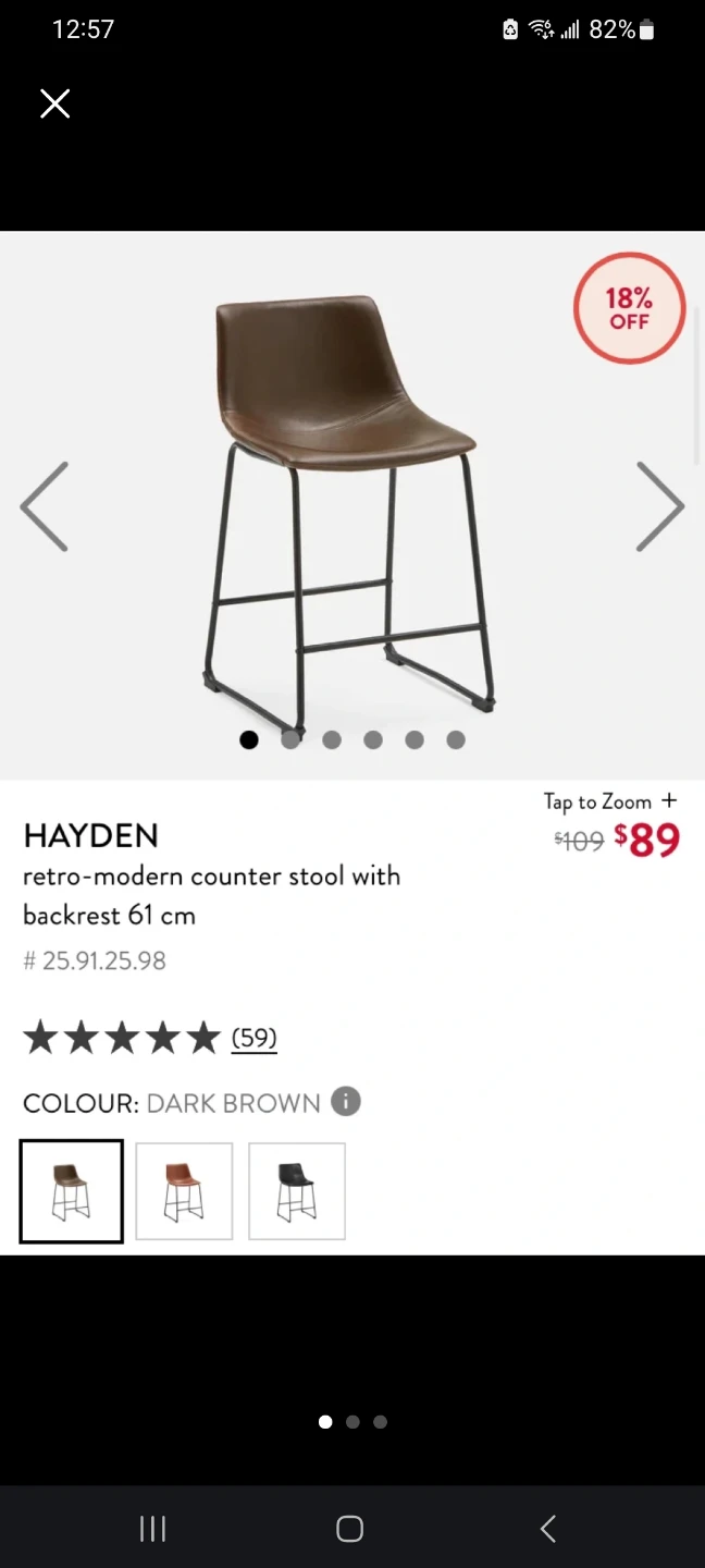 2x hayden Retro-Modern Counter Stool - Dark Brown - photo 2