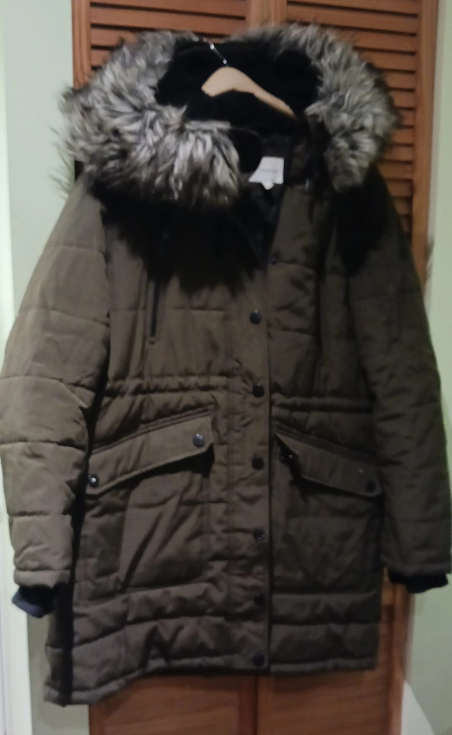🏆winter BCBGGeneration Women's Puffer Coat with Faux Fur Hood