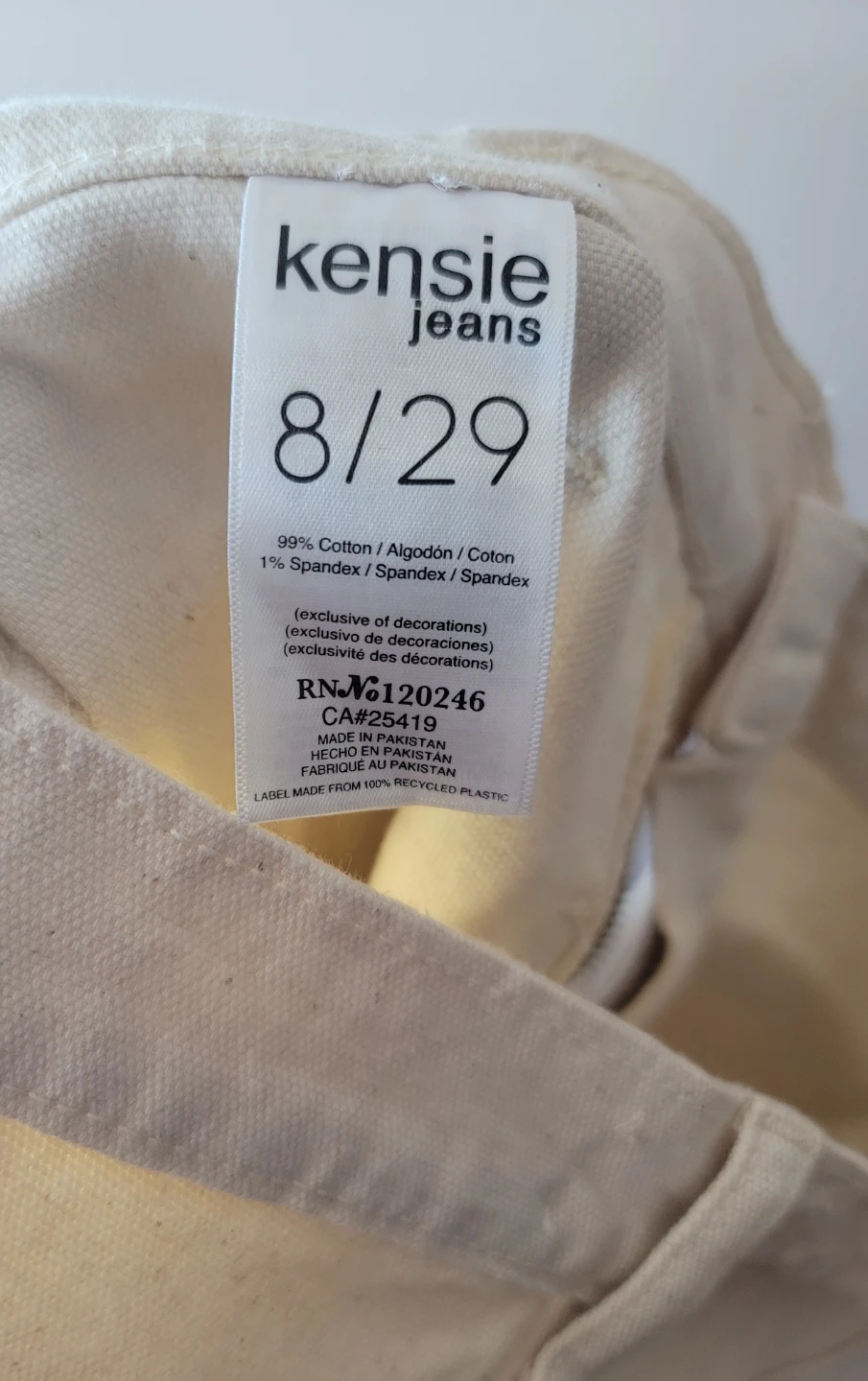 Kensie Jeans Vintage Luxe High Rise Cream Canvas Pants Size 8/29 - photo 2
