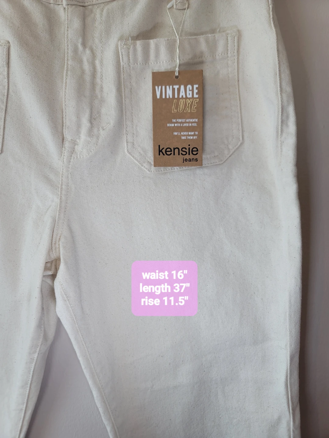 Kensie Jeans Vintage Luxe High Rise Cream Canvas Pants Size 8/29 - photo 3