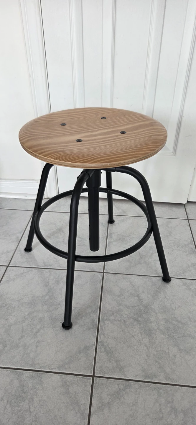 Adjustable Stool with Wooden Seat