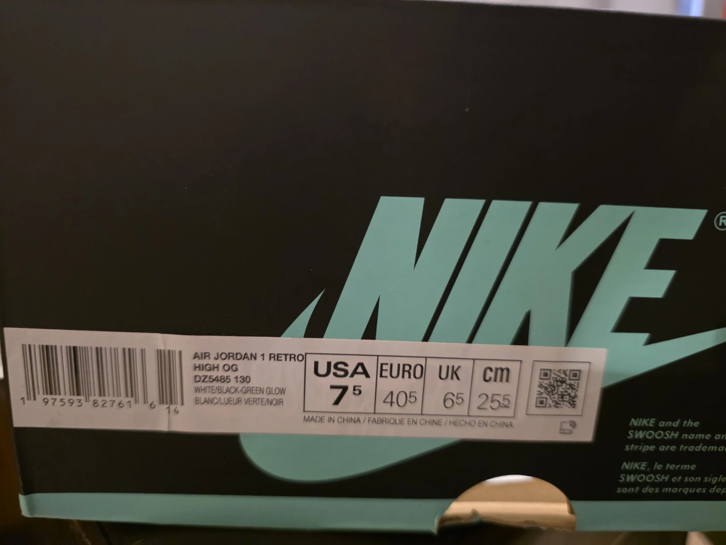 Nike Air Jordan 1 Retro High OG "Green Glow" Sneakers - photo 2