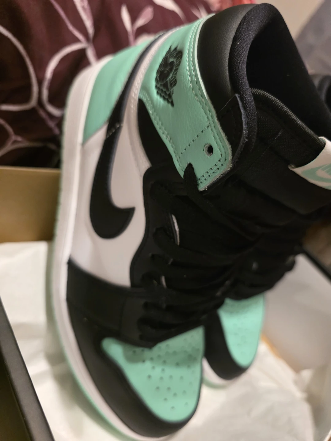 Nike Air Jordan 1 Retro High OG "Green Glow" Sneakers - photo 4