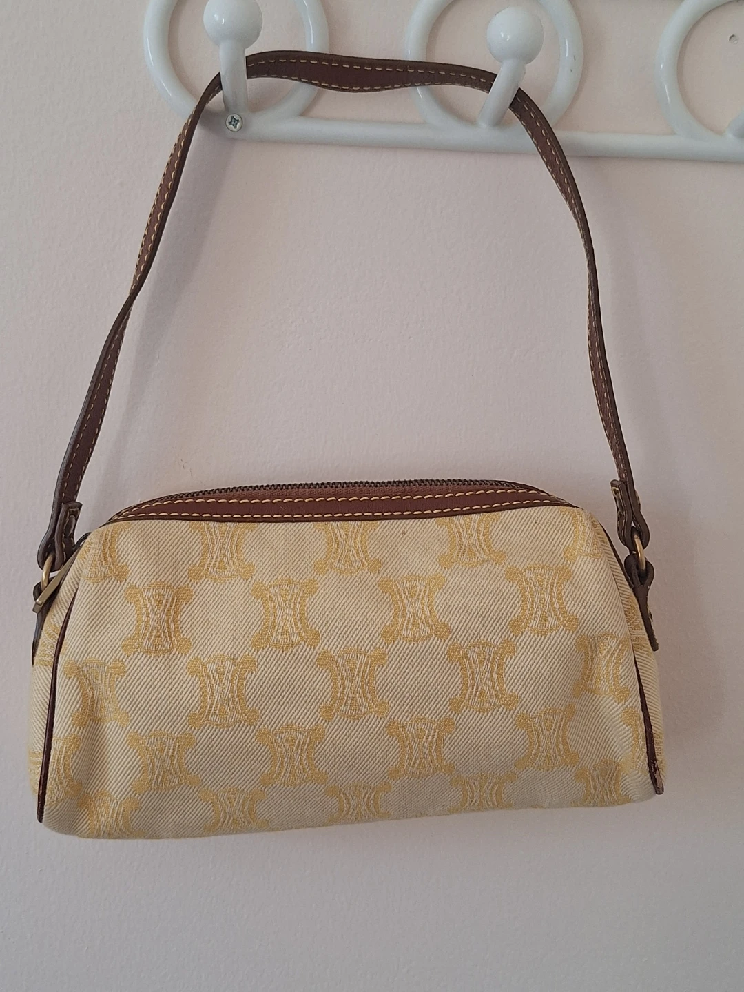 Celine Canvas and Leather Shoulder Bag