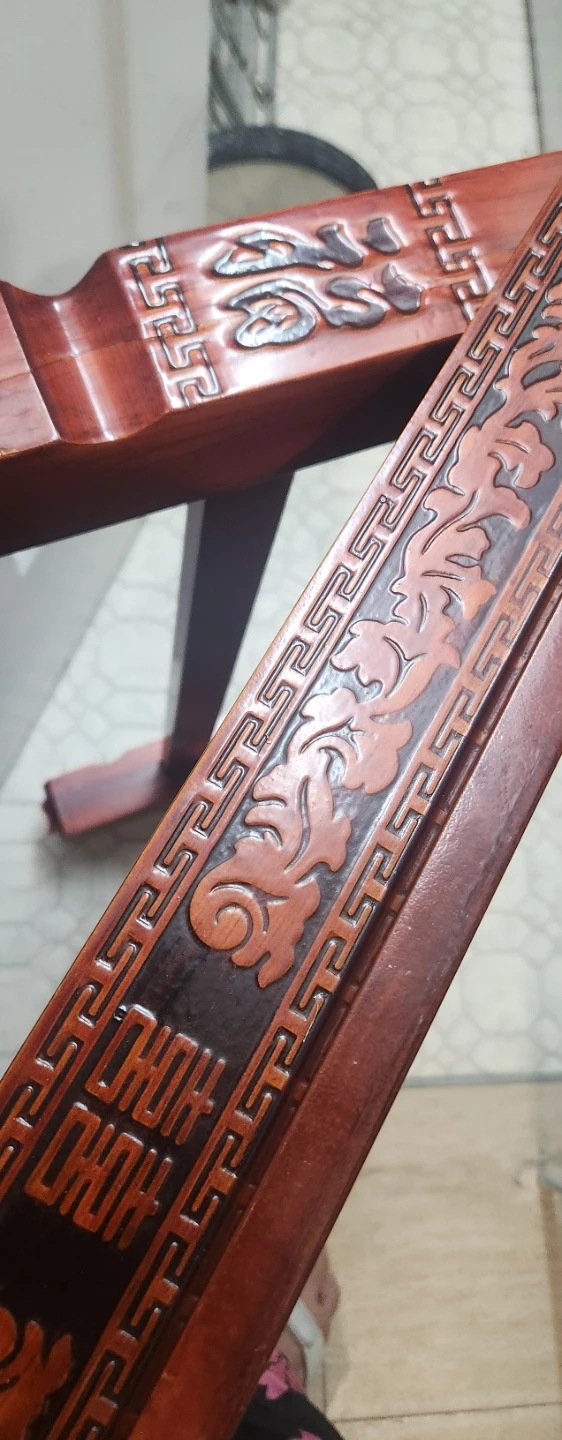 Wooden End Table with Carvings - photo 3
