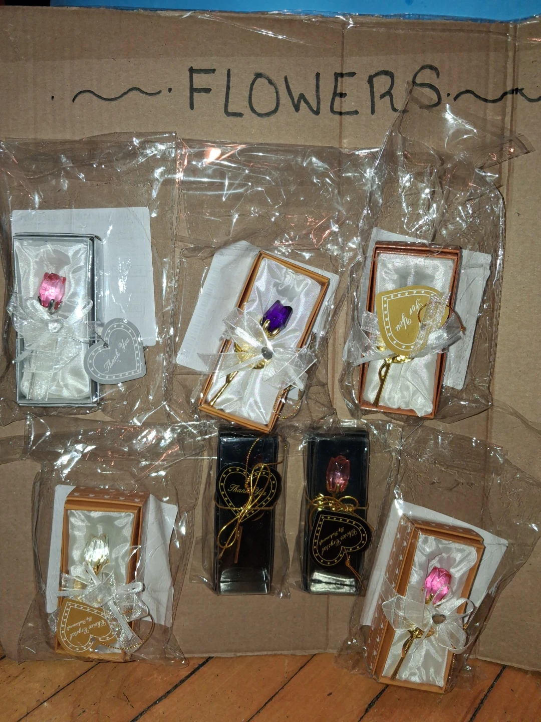 Crystal Rose Flower Figurines with Gift Boxes