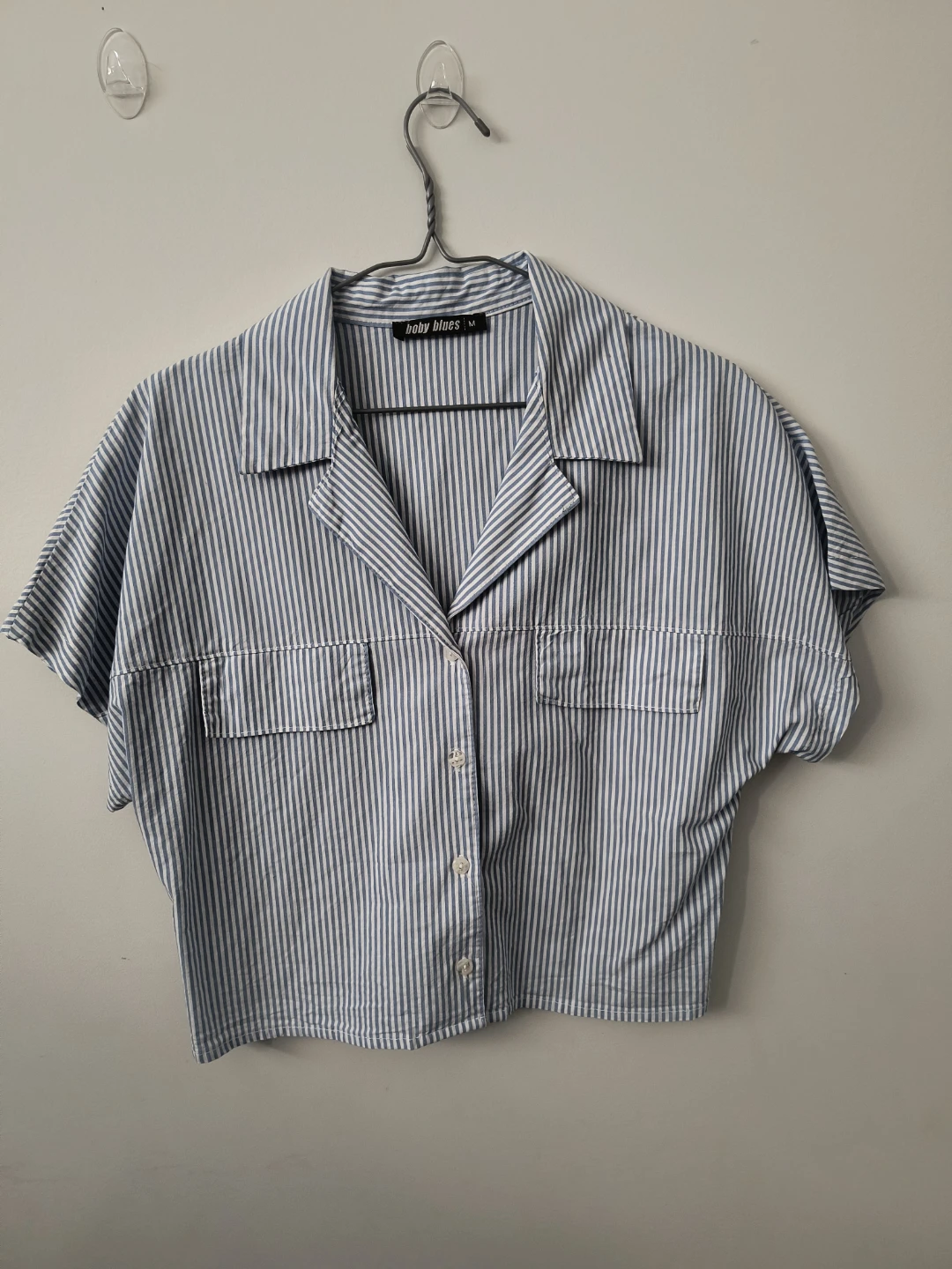 Baby Blues Striped Short Sleeve Button-Up Shirt Size M